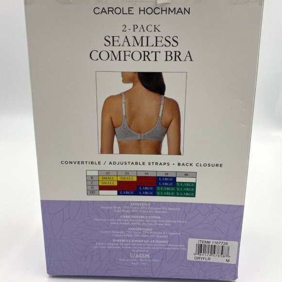 2 Pack Carole Hochman Seamless Bra Wire Free - Picture 7 of 9